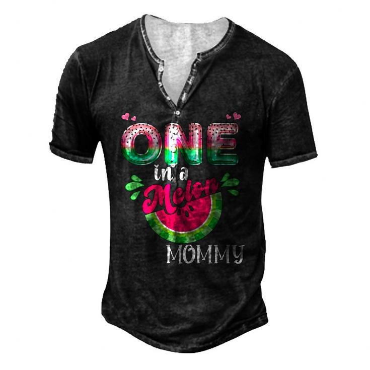 Womens One In A Melon Mom Outfit Birthday Matching Group Summer V-Neck Men's Henley T-Shirt