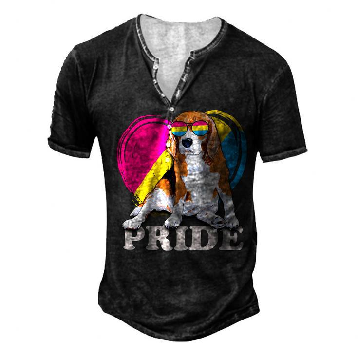 Pansexual Beagle Rainbow Heart Pride Lgbt Dog Lover 56 Beagle Dog Men's Henley T-Shirt
