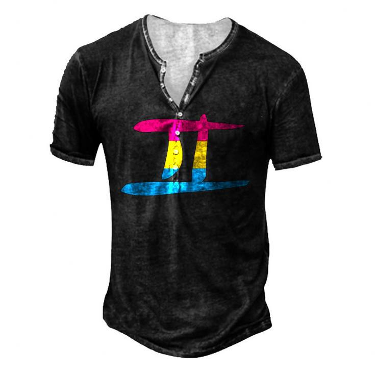 Pansexual Pride Flag Gemini Zodiac Sign Men's Henley T-Shirt
