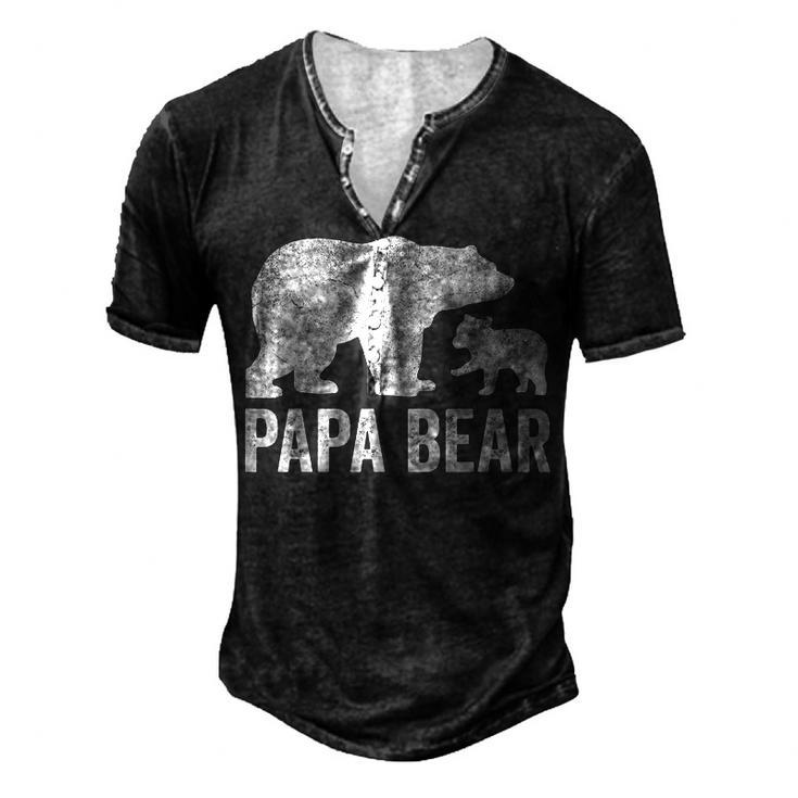 Mens Papa Bear Fathers Day Grandad Fun 1 Cub Kid Grandpa Men's Henley T-Shirt