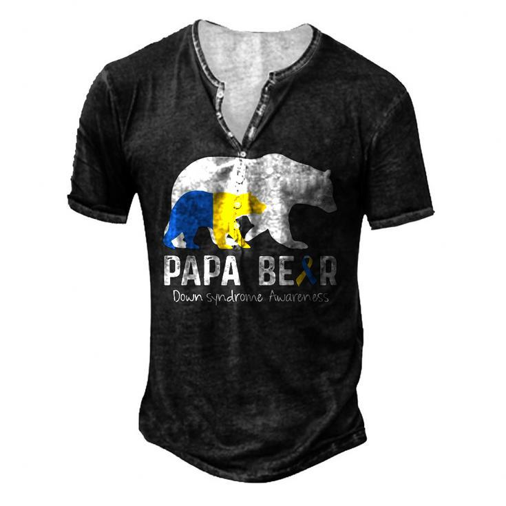 Papa Bear Support Down Syndrome Awareness Fathers Day Men's Henley T-Shirt