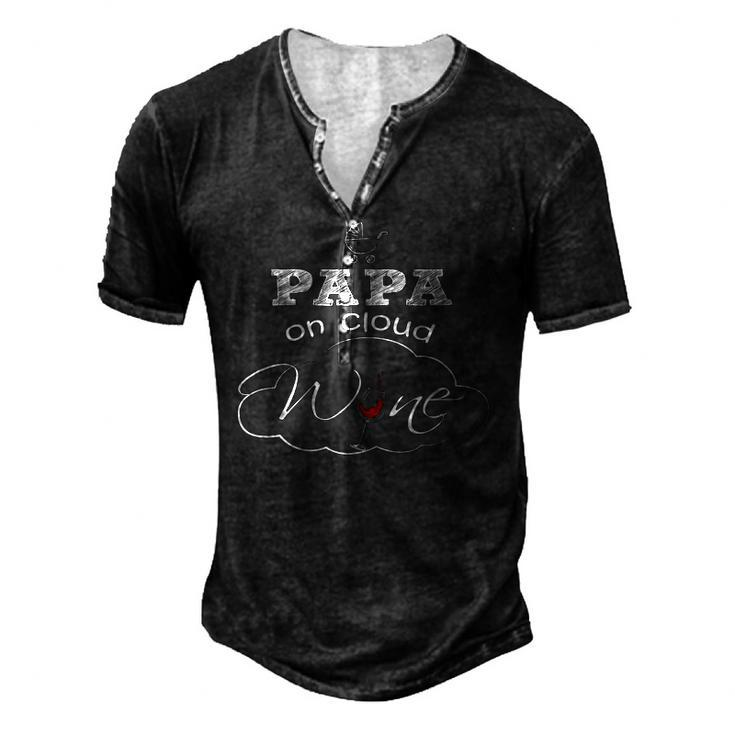 Papa On Cloud Wine New Dad 2018 And Baby Men's Henley T-Shirt
