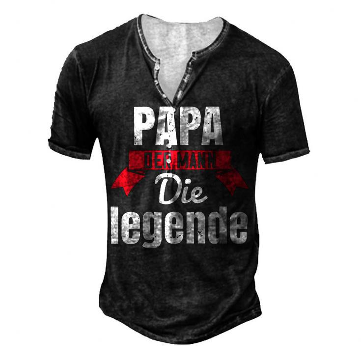 Papa Der Mann Die Legende Papa T-Shirt Fathers Day Gift Men's Henley Button-Down 3D Print T-shirt