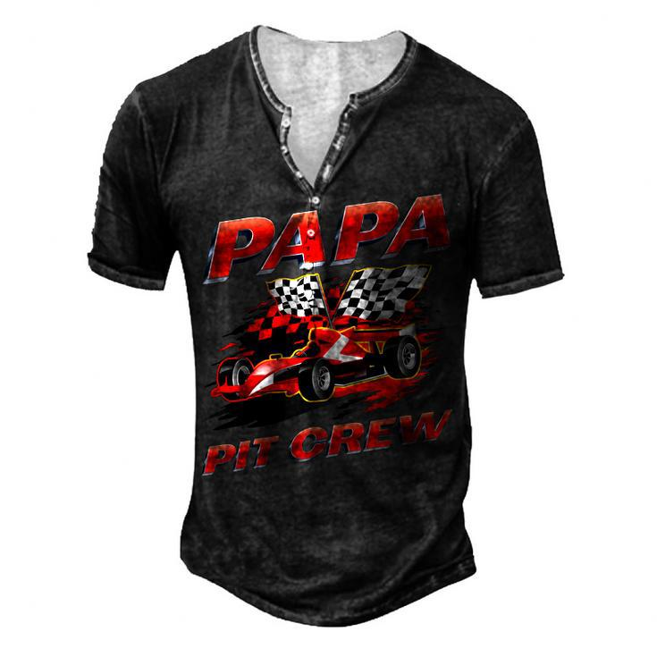 Papa Pit Crew Race Car Birthday Party Racing Family Men's Henley T-Shirt