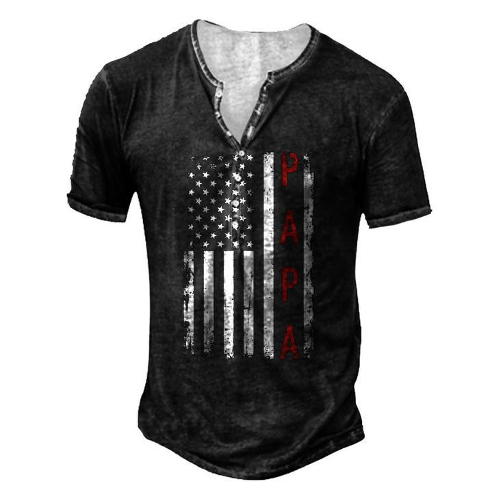 Papa With Us American Flag Men's Henley T-Shirt
