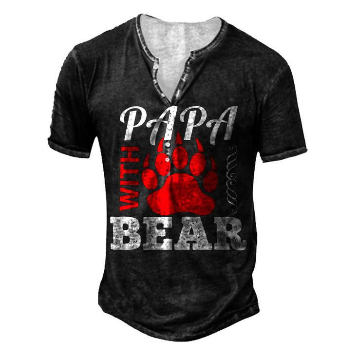 Papa With Bear Fathers Day T-Shirt Men's Henley Button-Down 3D Print T-shirt