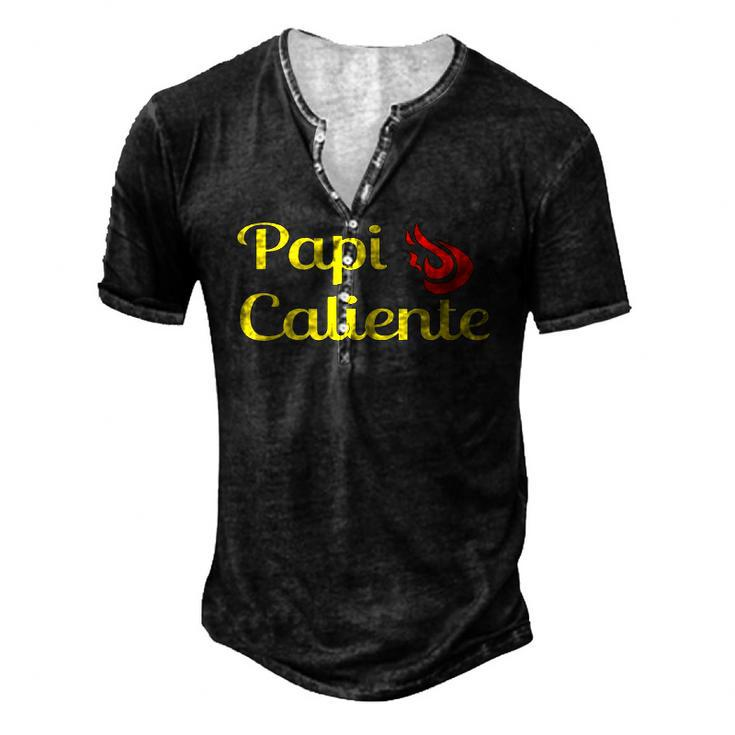 Papi Caliente Hot Daddy Spanish Fire Camiseta Men's Henley T-Shirt