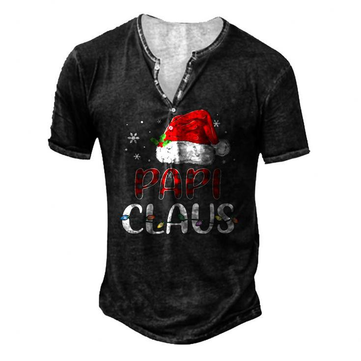 Papi Claus Christmas Santa Hat Buffalo Matching Family Men's Henley T-Shirt