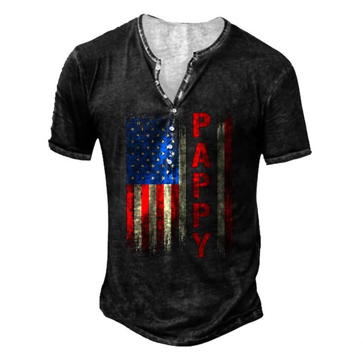 Pappy America Flag For Men Fathers Day Men's Henley T-Shirt