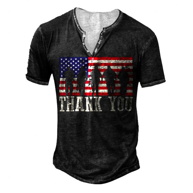 Patriotic American Flag Thank You For Men Women Kid Girl Boy Men's Henley Button-Down 3D Print T-shirt