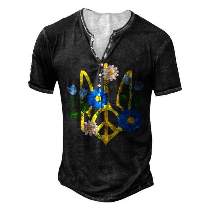 Peace In The Crest Of Ukraine Peace And Solidarity For Ukraine Men's Henley Button-Down 3D Print T-shirt