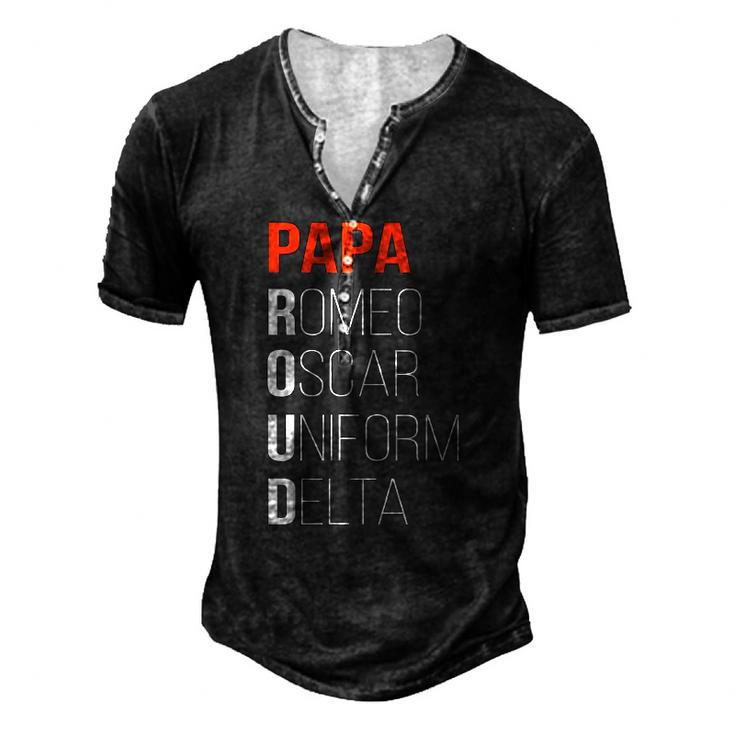 Phonetic Alphabet Proud Papa Tee I Army Dad Fathers Day Men's Henley T-Shirt