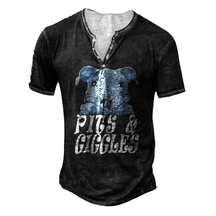 Pitbull Pibble Mom Dad Pits And Giggles Men's Henley T-Shirt