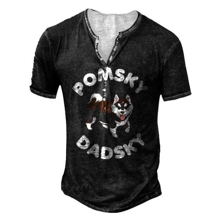 Pomsky Dadsky For Dog Pet Dad Fathers Day Men's Henley T-Shirt