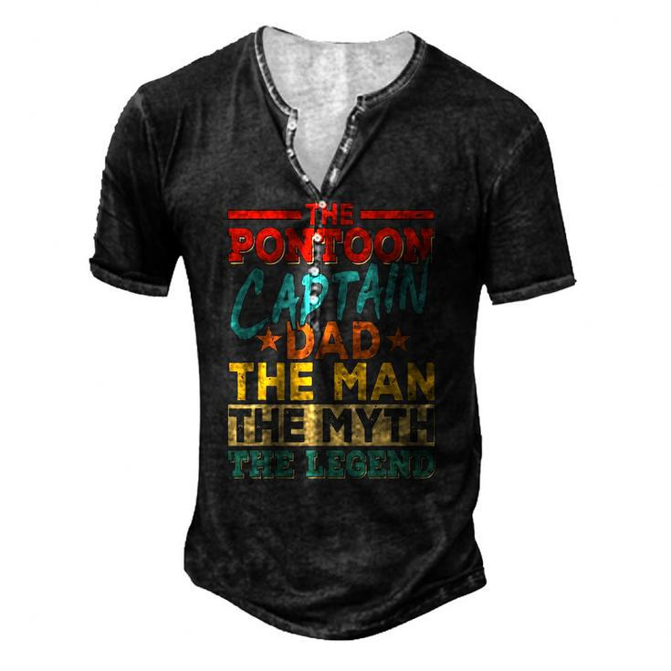 The Pontoon Captain Dad The Man Myth Happy Fathers Day Men's Henley T-Shirt