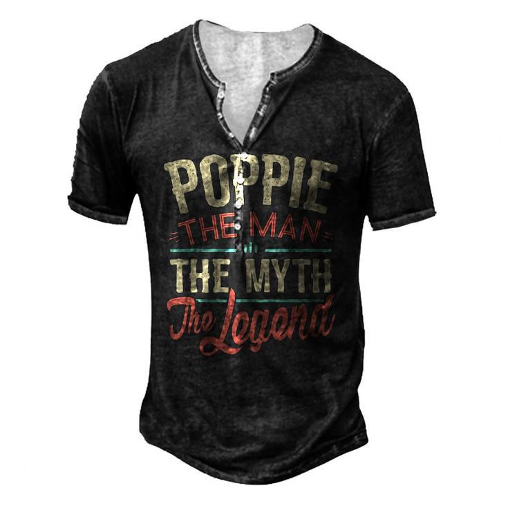 Mens Poppiefrom Grandchildren Poppie The Myth The Legend Men's Henley T-Shirt