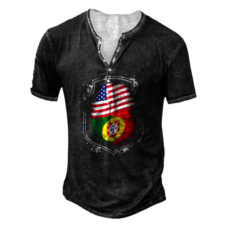 Portuguese American Flags Of Portugal And America Men's Henley T-Shirt