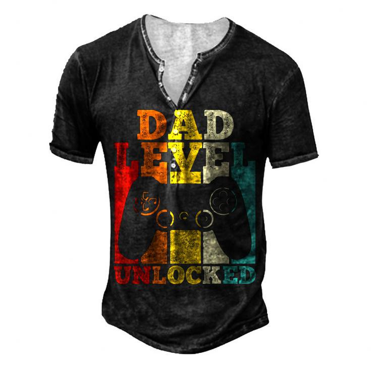 Mens Pregnancy Announcement Dad Level Unlocked Soon To Be Father V2 Men's Henley T-Shirt