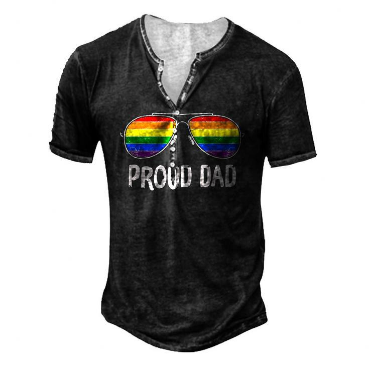 Proud Dad Rainbow Glasses Lgbt Gay Pride Support Lgbtq Men's Henley T-Shirt