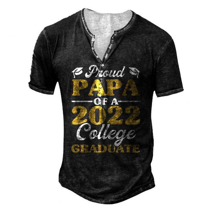 Proud Papa Of 2022 College Graduate Grandpa Graduation Men's Henley T-Shirt