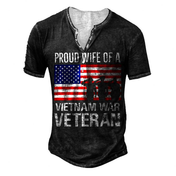 Proud Wife Vietnam War Veteran Husband Wives Matching Design Men's Henley Button-Down 3D Print T-shirt