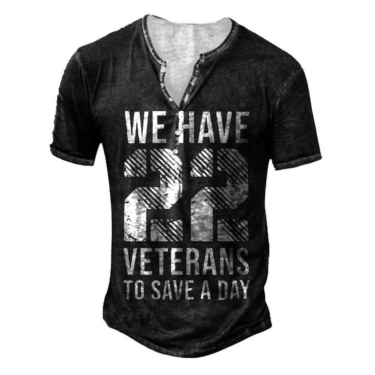 Ptsd Mental Health Awareness 22 A Day Men's Henley Button-Down 3D Print T-shirt