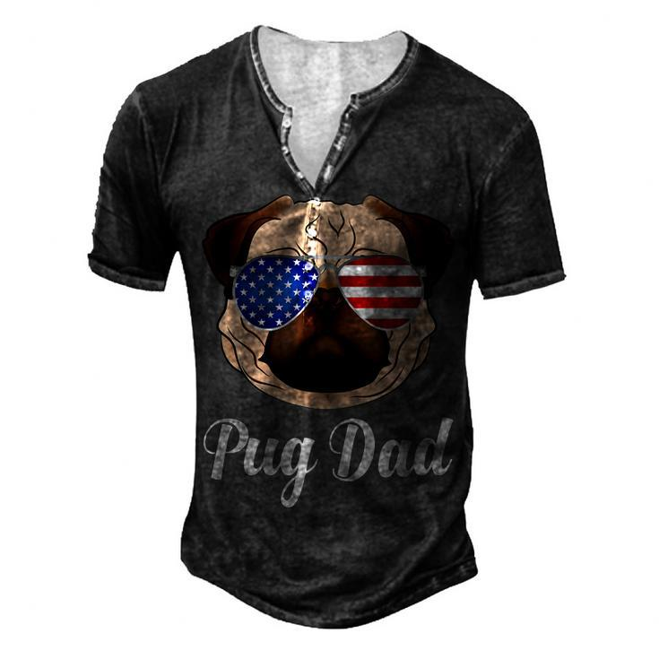 Pug Dad Patriotic Dog 4Th Fourth Of July Men's Henley T-Shirt