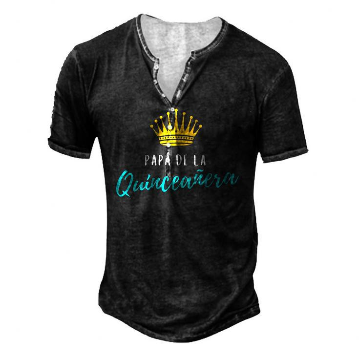 Mens Quinceanera Papa Dad Father Turquoise Theme Party Quince Men's Henley T-Shirt