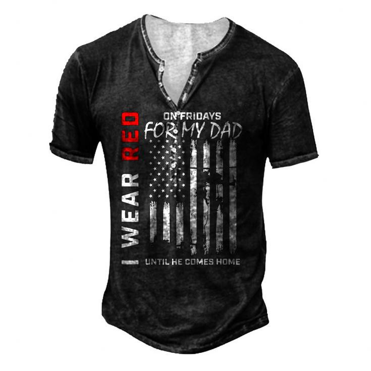 Red On Friday Dad Military Remember Everyone Deployed Flag Men's Henley T-Shirt
