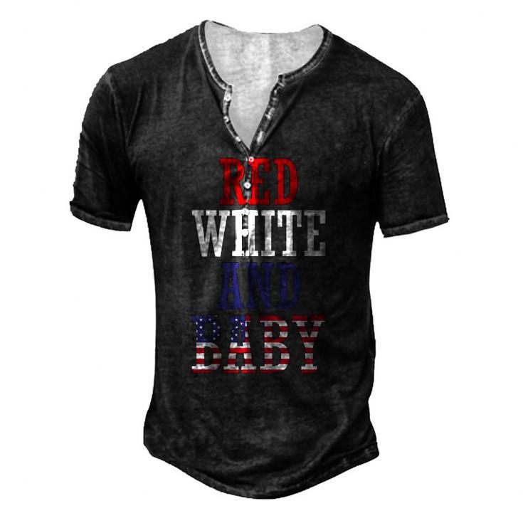 Red White And Baby 4Th July Pregnancy Announcement Men's Henley T-Shirt