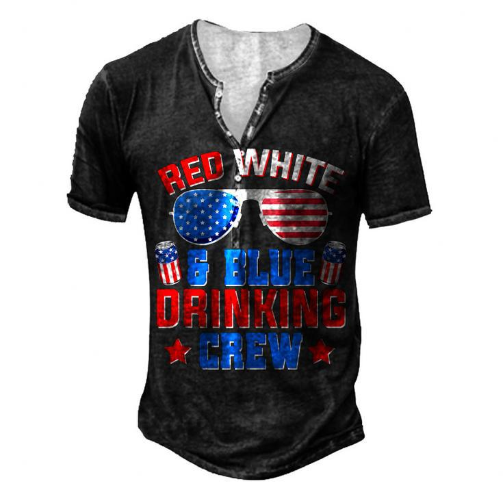 Red White And Blue Drinking Crew 4Th Of July Sunglasses Men's Henley T-Shirt