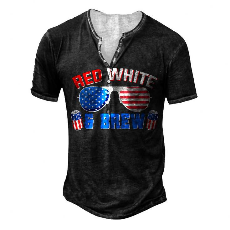 Red White And Brew 4Th Of July Drinking Sunglasses Men's Henley T-Shirt