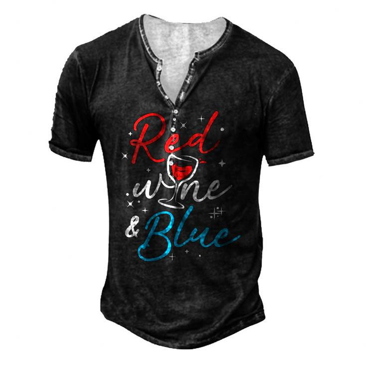 Womens Red Wine And Blue V-Neck Men's Henley T-Shirt