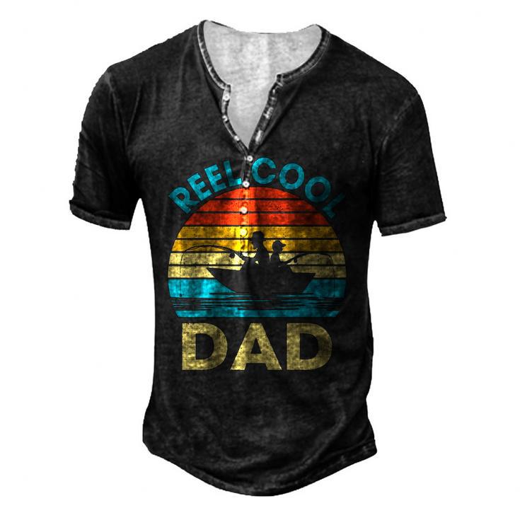 Mens Reel Cool Dad Fathers Day For Fishing Dad Grandpa Men's Henley T-Shirt