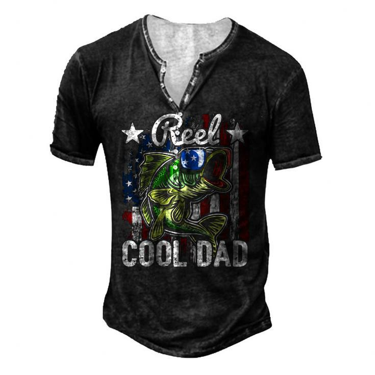 Reel Cool Dad Fishing American Flag Fathers Day Gif Men's Henley T-Shirt