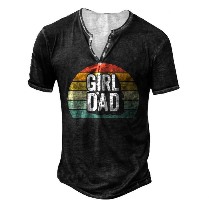 Retro Girl Dad Proud Father Love Dad Of Girls Vintage Men's Henley T-Shirt
