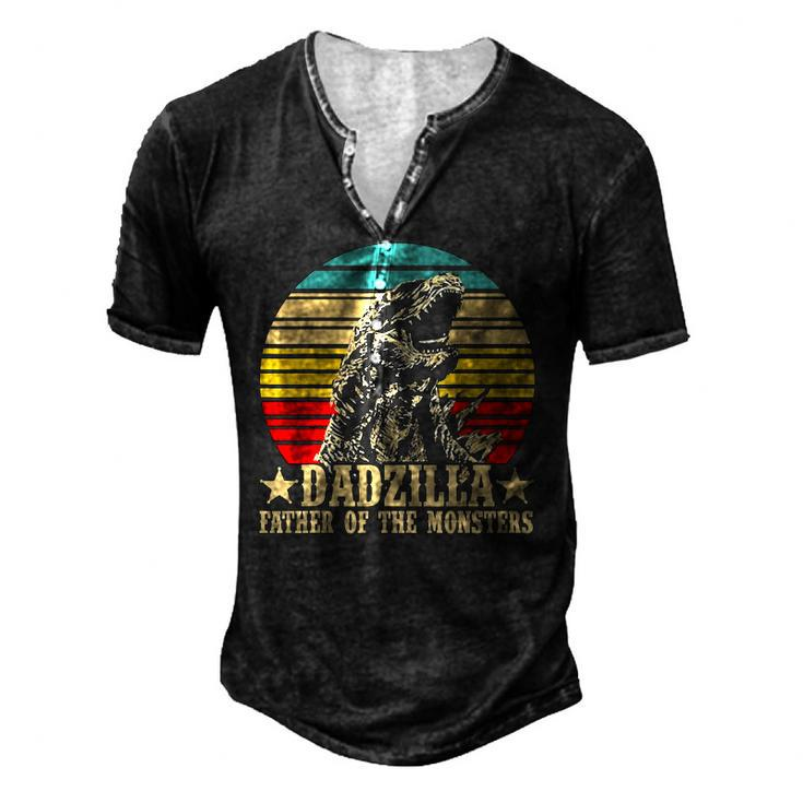 Retro Vintage Dadzilla Father Of The Monsters Men's Henley T-Shirt