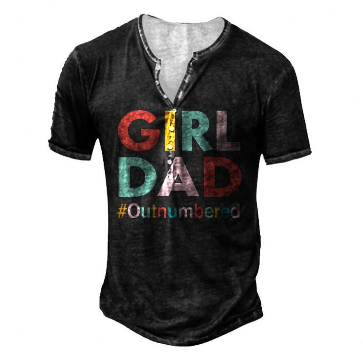 Retro Vintage Girl Dad Outnumbered Fathers Day Men's Henley T-Shirt
