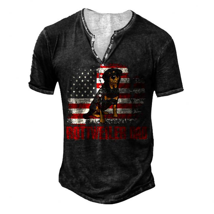 Rottweiler Dad American Flag 4Th Of July Dog Lovers Men's Henley T-Shirt