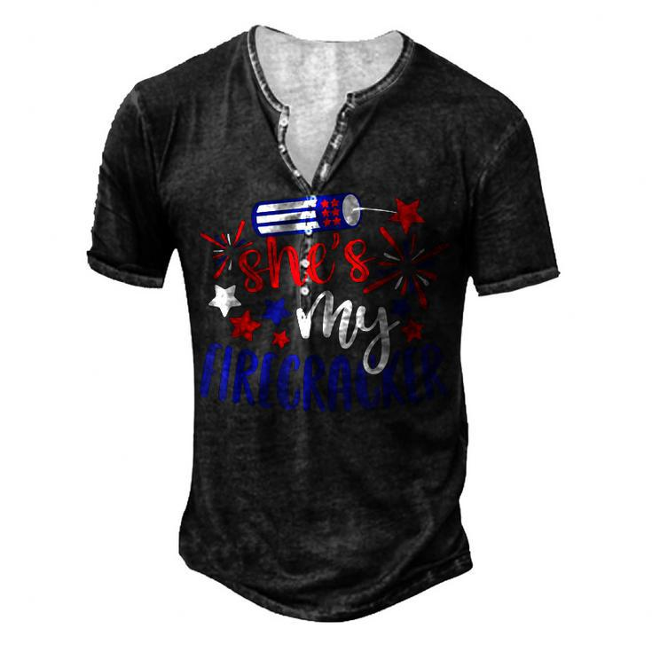 Shes My Firecracker His And Hers Patriot 4Th Of July Men's Henley T-Shirt