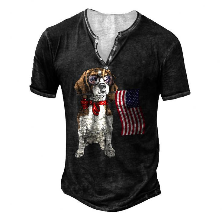 Smart Beagle Patriotic Memorial Day 4Th Of July Usa Flag Men's Henley T-Shirt