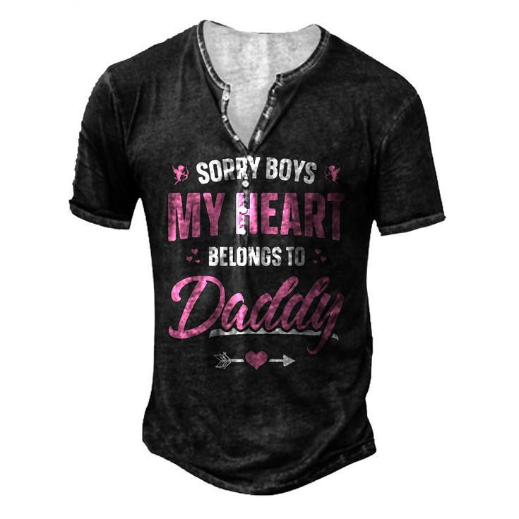 Sorry Boys My Heart Belongs To Daddy Girls Valentine Men's Henley T-Shirt