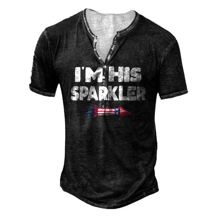 Womens Im His Sparkler Fireworks Couple Matching 4Th Of July Men's Henley T-Shirt