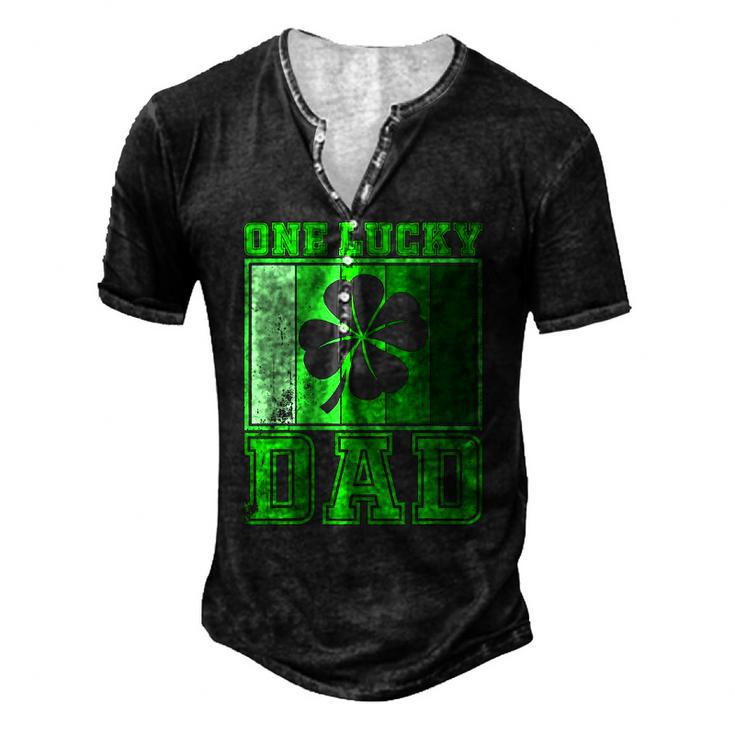 St Patricks Day One Lucky Dad Vintage Father Men's Henley T-Shirt