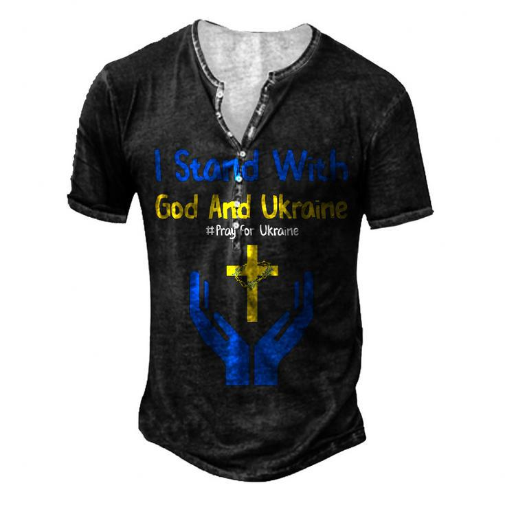 I Stand With God And Ukraine Christian Cross Faith Christ Men's Henley T-Shirt