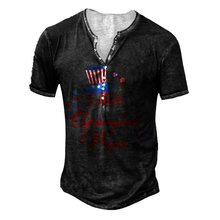 Mens Star Spangled Papa 4Th Of July Fathers Day Dad Men's Henley T-Shirt