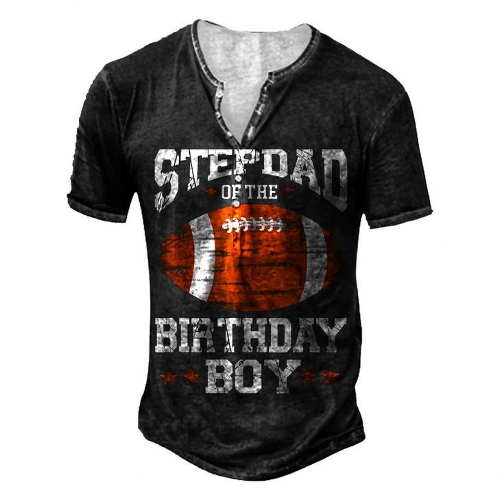 Stepdad Of The Birthday Boy Football Lover Vintage Retro Men's Henley T-Shirt