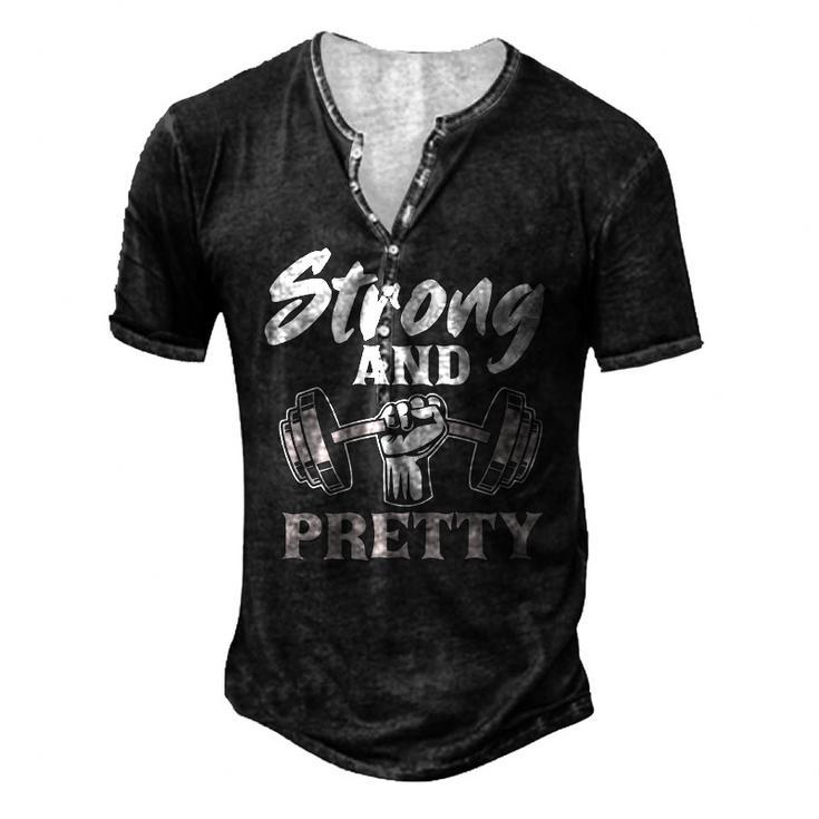 Strong And Pretty Gym Fitness Sport Bodybuilding Men's Henley T-Shirt