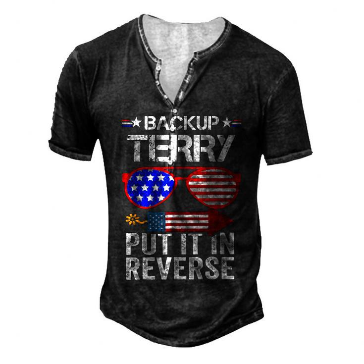Back It Up Terry American Flag Usa 4Th Of July Sunglasses Men's Henley T-Shirt