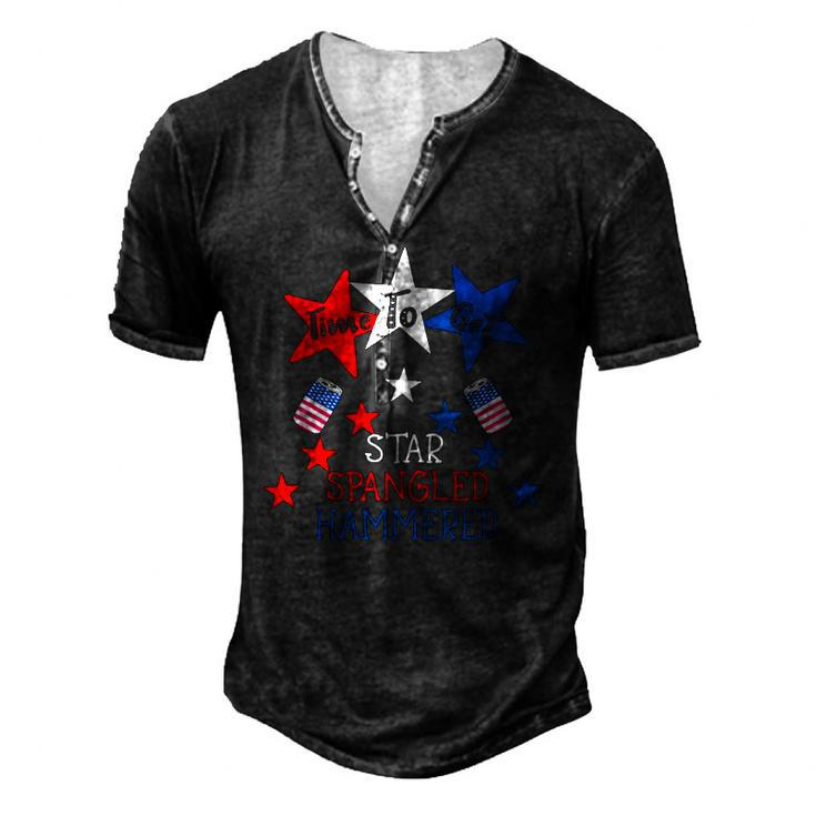Time To Get Star Spangled Hammered 4Th Of July Drinking Men's Henley T-Shirt